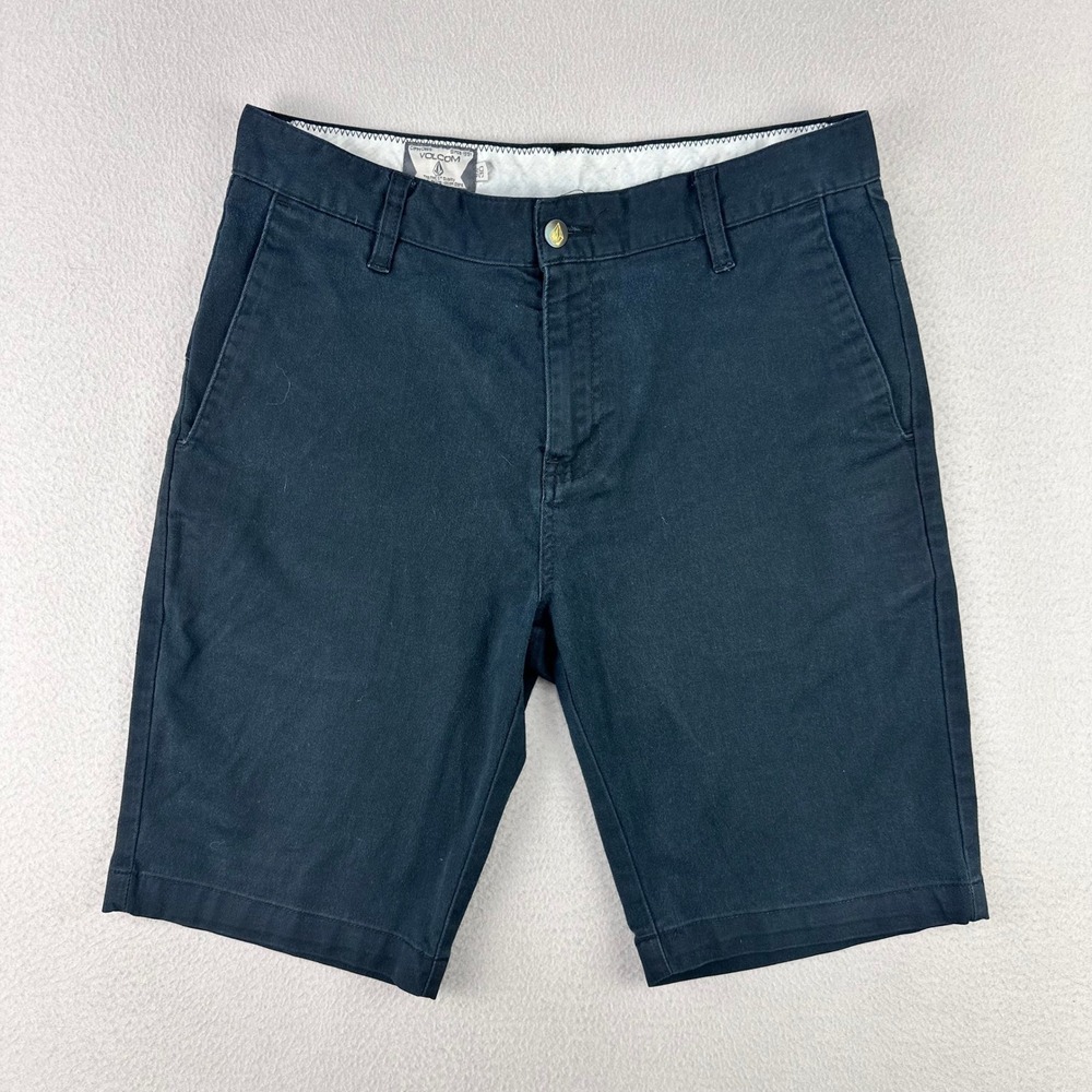 Volcom Frickin Modern Stretch Chino Shorts Mens 30 Black Skate Casual Flat Front